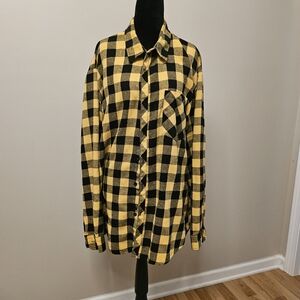 Source Unknown Yellow and Black Plaid Men's Shirt